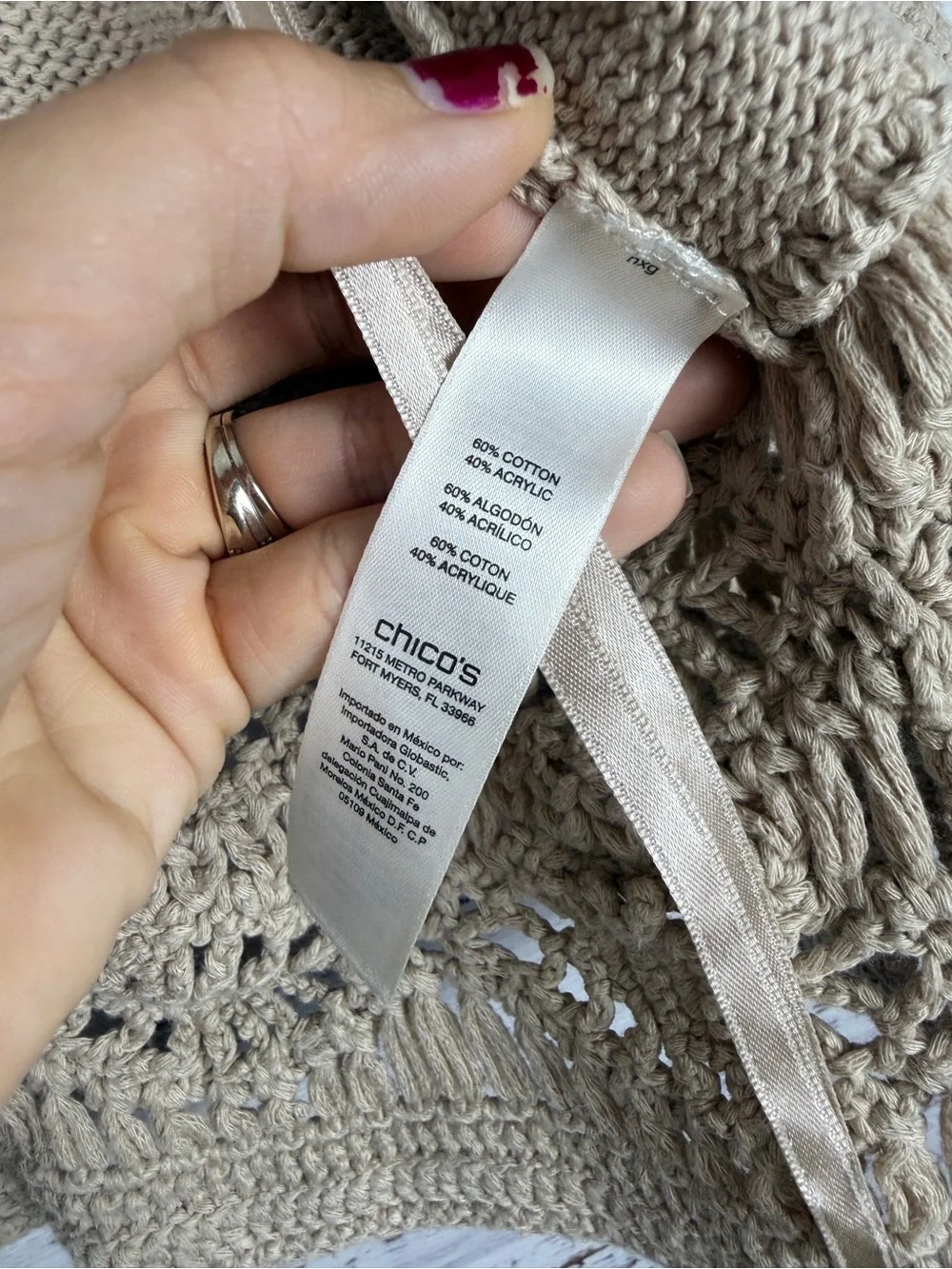 Chico's Crochet Lace Hem Knit Cardigan – Size 1